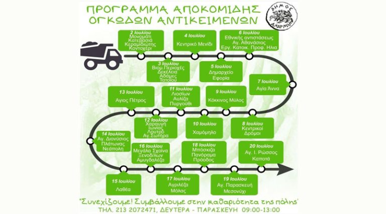 Πρόγραμμα αποκομιδής ογκωδών απορριμμάτων στον Δήμο Αχαρνών