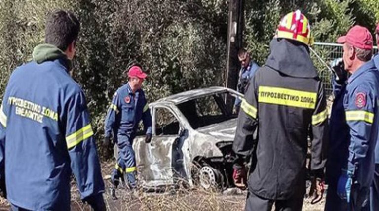 Mαραθώνας: Αυτοκίνητο τυλίχτηκε στις φλόγες – Έμεινε μόνο ο σκελετός!!! (φωτό)
